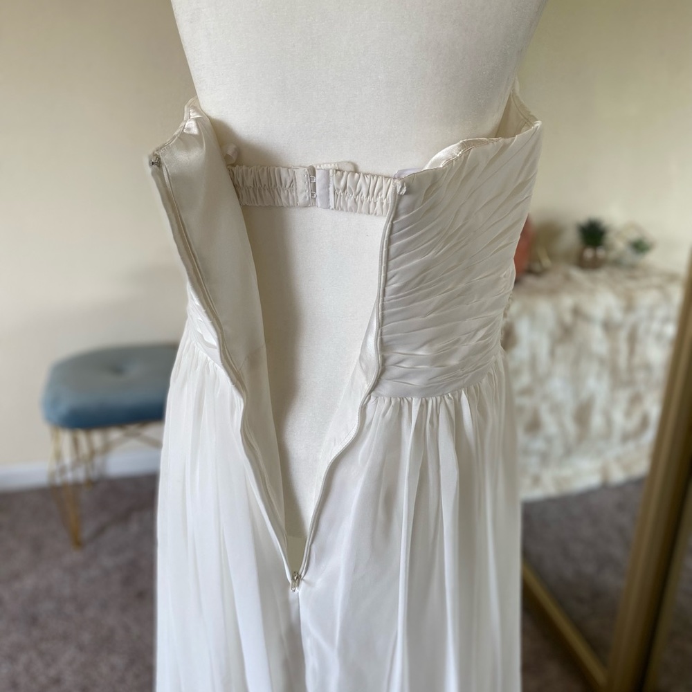 Wedding OR Bridesmaid Dress - Strapless White / Cream Chiffon - Simple & Elegant - Picture 7 of 16